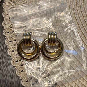 14K Gold-Tone plated chunky knot link drop dangle earrings